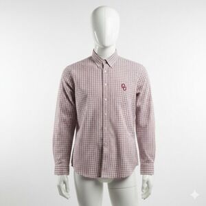 OU Oklahoma Sooners Dress Shirt Mens XL Gingham Check Button Down Long Sleeve